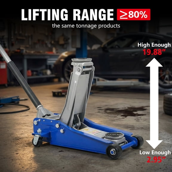 3 Ton Steel Floor Jack with Dual Pump Quick Lift, 6600 lb Capacity for Car Truck SUV, Low Profile Hydraulic Jack Blue Silver