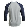 thumbnail image 5 of Men's 3/4 Sleeve Crew Neck Baseball Shirt, Casual Dynamic Cotton Raglan T Shirts, Navy/Light Gray M, 1 Pack, 5 of 7
