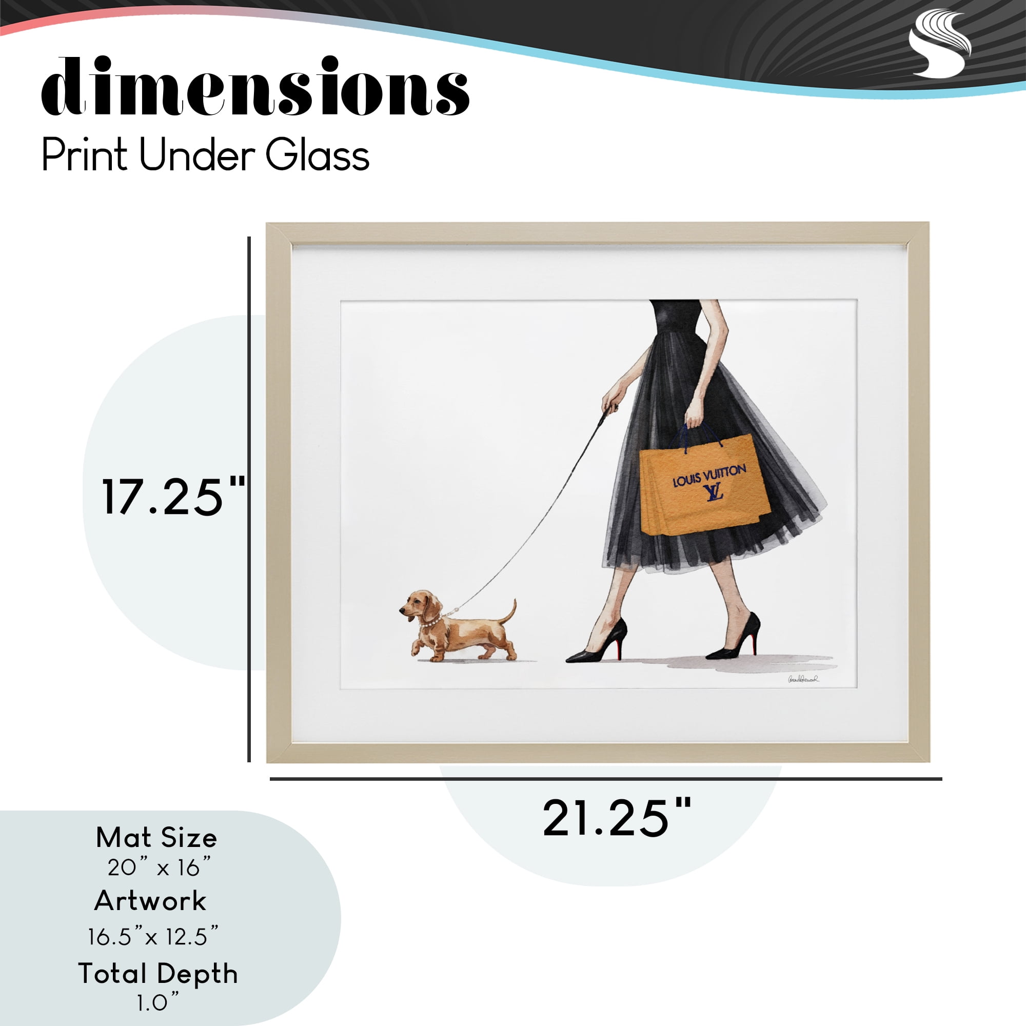 Stupell Industries Fashionable Dog Walking Birch Framed Print Under Glass, design by Amanda Greenwood