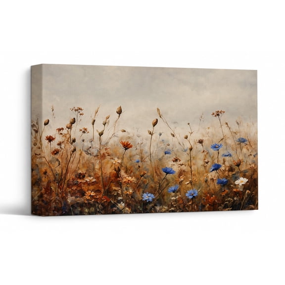 Vintage Dried Wildflower Canvas Wall Art, Autumn Floral Wall Decor, Dried Botanical Theme Print Painting Pictures, Home Artwork Decor for Living Room Bedroom 30"*20"