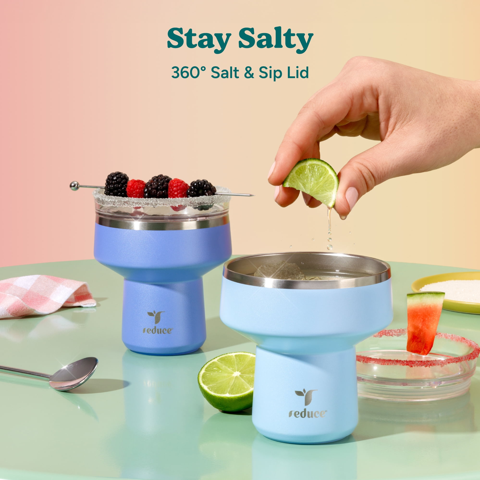 Reduce 12 oz Saltini Margarita Tumbler, Strawberry Cream and Mint Chip, 2-Pack
