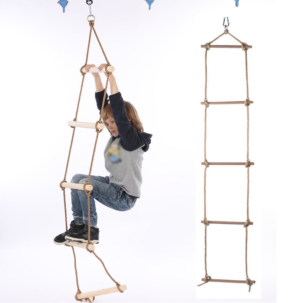 Kids Outdoor Wooden Rope Ladder Garden Playground Climbing Ladder Sports Toy 