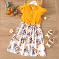 thumbnail image 2 of PatPat Kid Girl Ruffle Collar Floral Button Flutter-sleeve Dress,Sizes 4Y-12Y,One Piece, 2 of 7