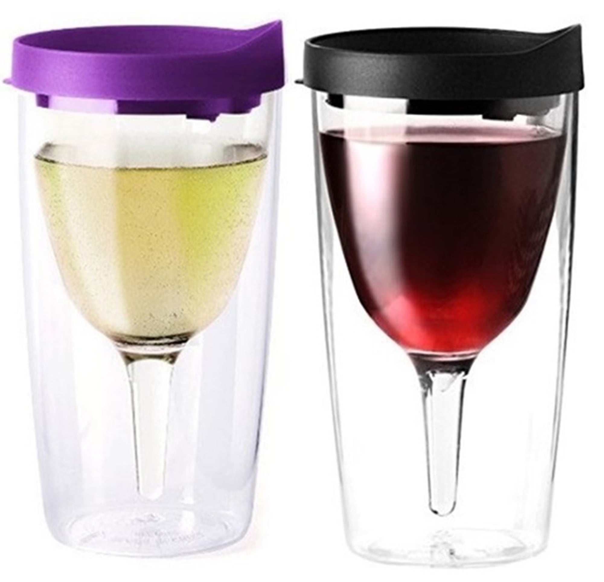 2 Pack Vino2Go Double Wall Insulated Acrylic Wine Tumbler with Frost Slide Lid 