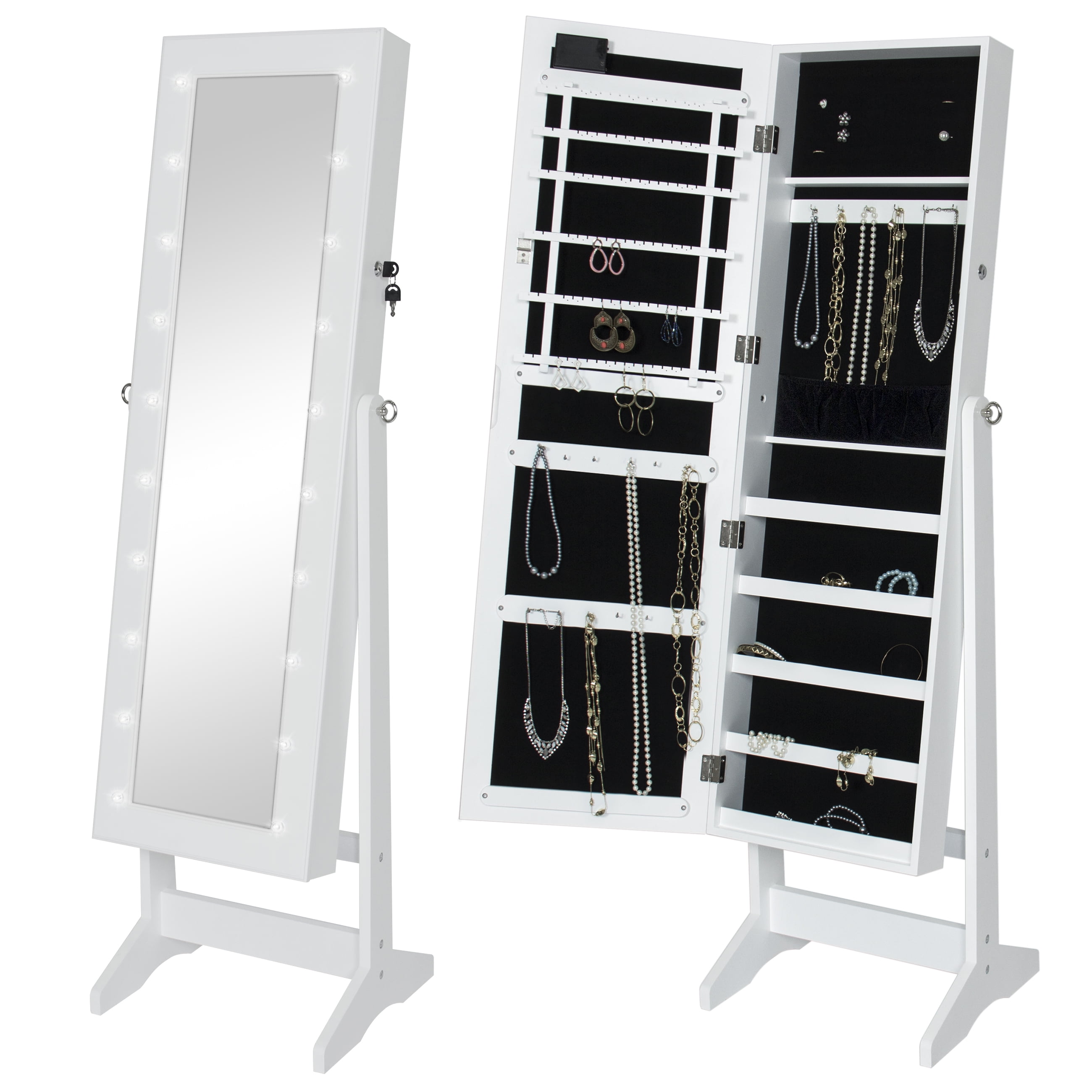 Best Choice Products LED Lighted Mirrored Jewelry Cabinet Armoire W ...