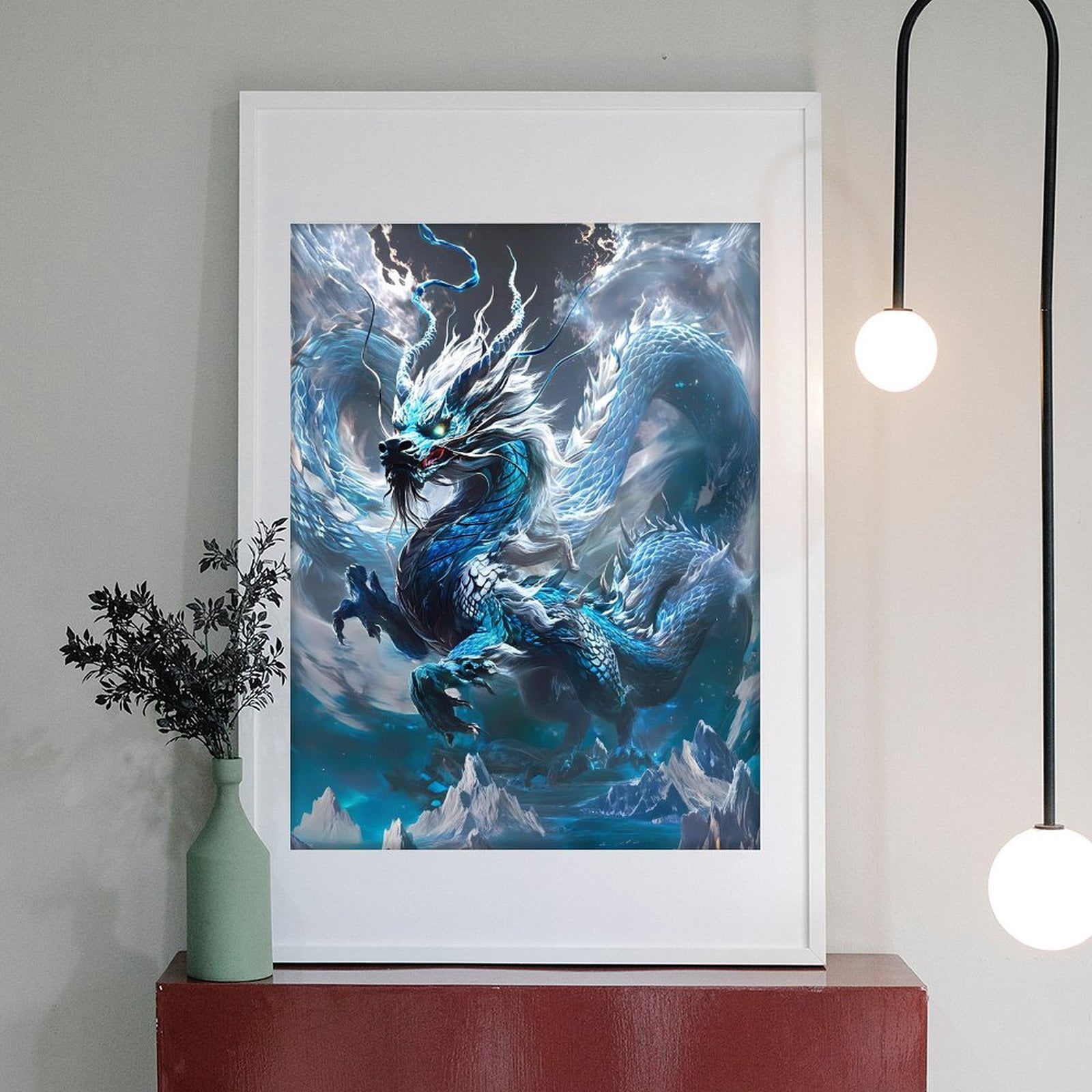 Diamond Art Kit for Adults, Majestic Blue Dragon Fantasy Art Diamond Painting for Adults Beginners, DIY Diamond Art Painting Kits, 5D Diamond Painting Crafts for Home Decor 12x16 Frameless