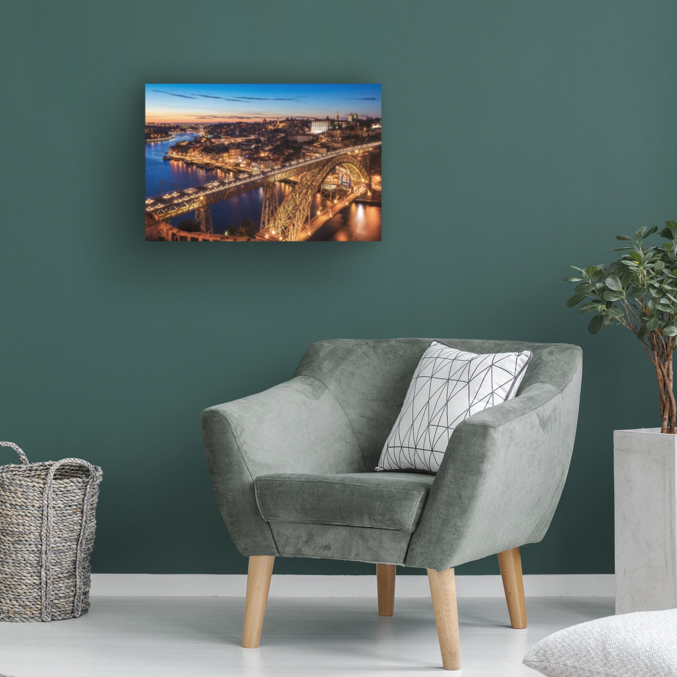 Canvas Wall Art - Jean Claude Castor 'Portugal - Porto Blue Hour' Wall Art for Living Room, Bedroom, or Office Décor by Trademark Fine Art - 32 x 22 Inches
