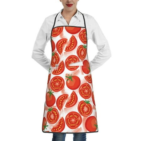 

Gaeub Tomatoes Kitchen Cooking Aprons Adjustable Bib Apron Waterdrop and Oil Resistant Kitchen Chef Apron for Women Men