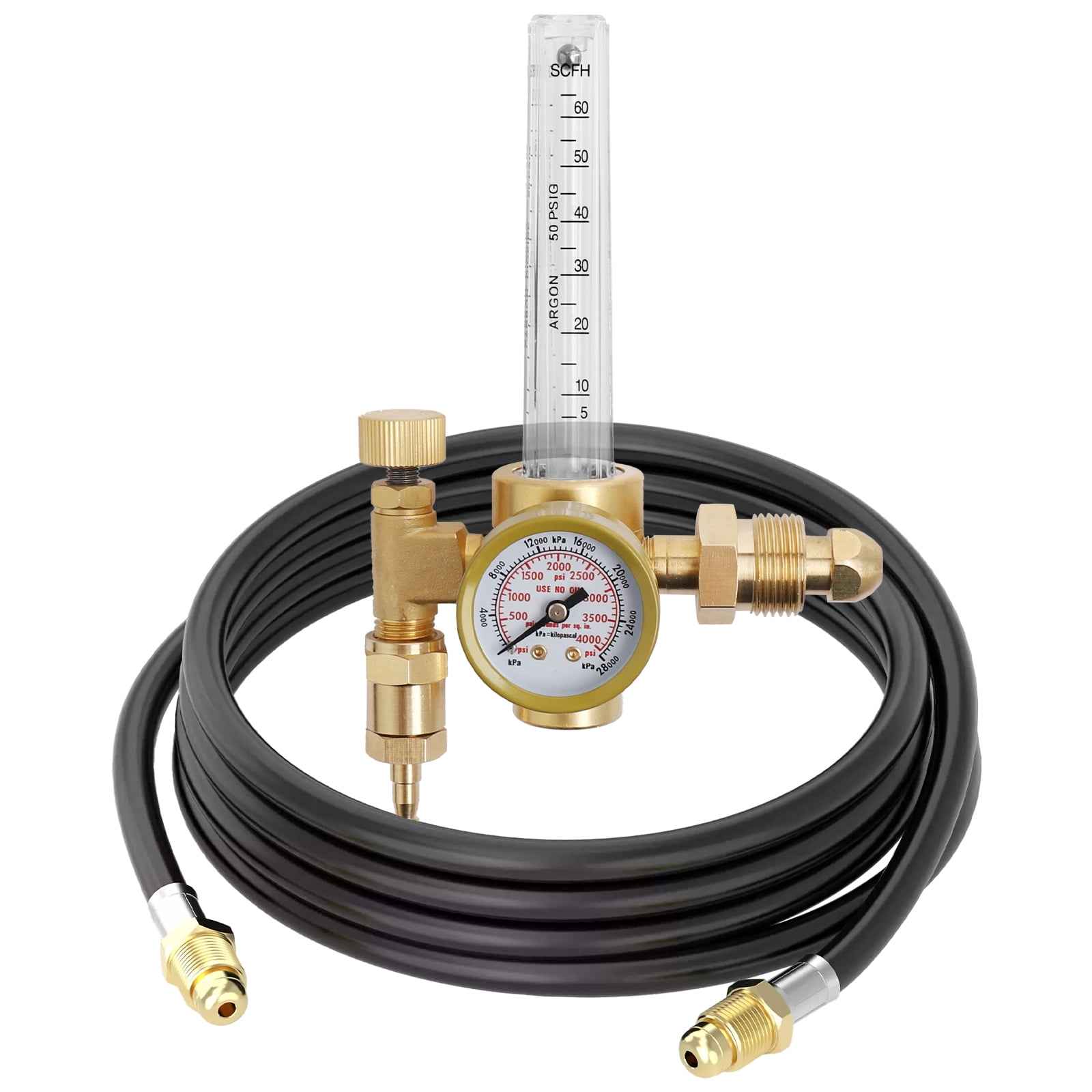 Audessy Welding Gas Regulator Flow Meter with Gas Hose, Leak-Proof Argon CO2 Pressure Gauge with Universal Multi-Interface, Suitable for MIG TIG Welding Machines