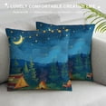 thumbnail image 3 of PHYHOO  Kids Camping Throw Pillow Covers,Blue Starry Sky Pillow Covers for Kids Boys Girls,Happy Camping Cushion Covers,Western Rustic Farmhouse Decorative Pillow Covers, 3 of 5
