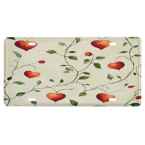 License Plates Hearts And Flowers for Your Golf Cart Watercolor Heart Flower Car License Plate Aluminum Metal License Plate Cover for Women Men 6 X 12 Inch