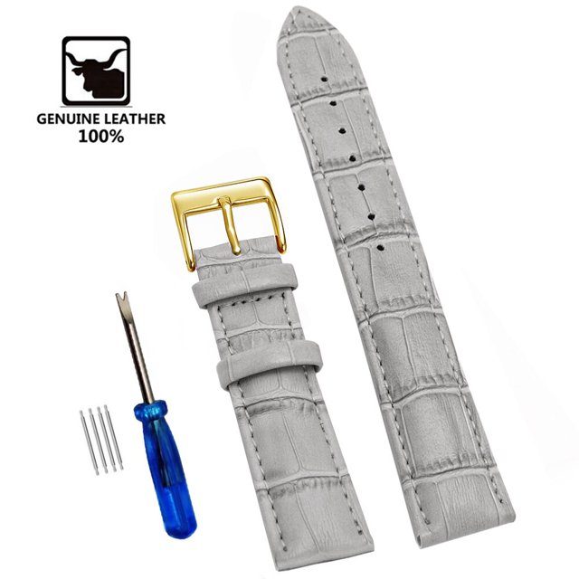 Correa de muñeca suave pulsera cómoda correa de reloj de cuero genuino 12/14/16/18/20/22/24mm correa de hebilla de reloj + herramienta Tan Jianjun unisex
