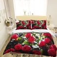 thumbnail image 1 of 3D Rosa Roja Floral Funda de edredón Set Ropa de cama Set Funda de edredón Fundas de almohada 176, 1 of 3