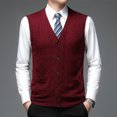 thumbnail image 2 of Suéter con patrón de Argyle para hombre, cárdigan de lana sin mangas, informal, con botones y cuello en V, chaleco de punto, 2021, 2 of 5