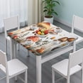 thumbnail image 3 of Red Mushroom Flower White Pattern Square Fitted Tablecloth with Elastic Edge,Square Table Cover,Washable Elastic Table Cover for Home Kitchen Party Decor 34"x34", 3 of 6