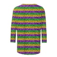 thumbnail image 4 of Penkiiy Blouse Carnaval pour Femmes Mardi Gras Mode Imprimée Décontractée Col Rond Manches 3/4 T-shirt Blouse 3TG Multicolore, 4 of 5