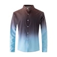 thumbnail image 4 of Blusa y camisa de manga larga con cuello alto para hombre, estilo informal, a rayas, con cuello alto, tipo cárdigan, camisa con botones, blusa de poliéster para hombre, 4 of 9