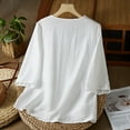 thumbnail image 6 of Lkhaha Womens Tees Tops Casual Crew Neck Easter Print Quarter Sleeve Y2k Clothes White 3XL, 6 of 7