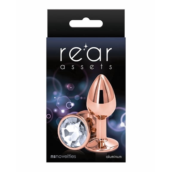 NS Novelties Rear Assets Rose Gold Anal Plug Small Clear