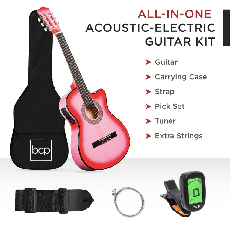  Best Choice Products 30in Kids Acoustic Guitar Beginner Starter  Kit with Electric Tuner, Strap, Case, Strings - Pink : Musical Instruments