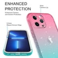 thumbnail image 3 of iPhone 15 Pro Case, Rosebono Hybrid Glitter Sparkle Transparent Colorful Gradient Skin Cover Case For iPhone 15 Pro (Blue/Pink), 3 of 4