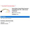 thumbnail image 2 of Starter Motor Control Relay Connector - Compatible with 1996 - 2002 Lincoln Continental 1997 1998 1999 2000 2001, 2 of 2