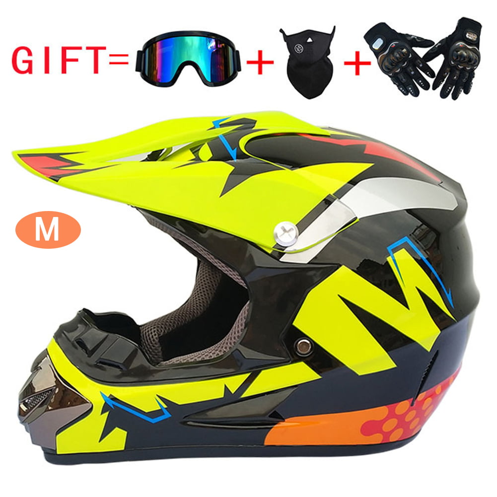 S, M, L, XL RAON Adult Motocross Helmet MX Motorcycle Helmet ATV Scooter ATV Helmet D.O.T Certified Multicolor with Goggles Gloves Mask