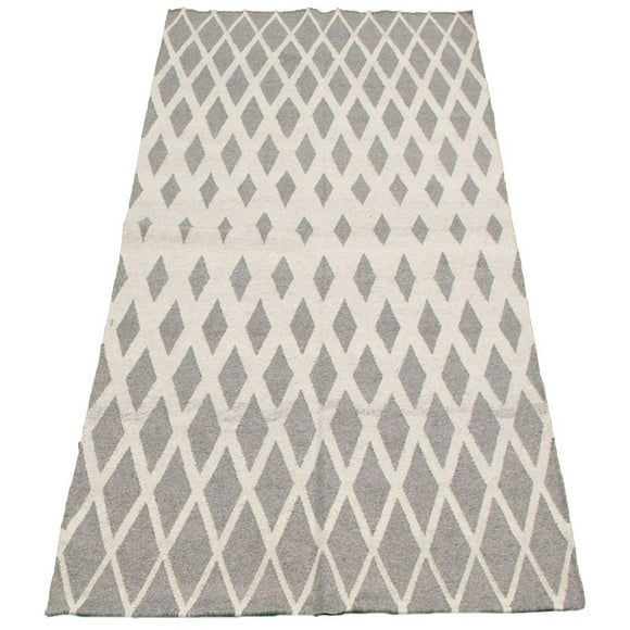 ECARPETGALLERY Tapis Fait à la Main pour Salon, Salle à Manger et Chambre à Coucher Géométrique Collection Ankara 5'1" x 8'0" en Ivoire