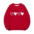 thumbnail image 6 of Girls Red Heart Print Sweatshirt, Soft Long Sleeve Crewneck, Valentine's Day Kids Top, Stretchy Machine Washable Cute Casual Shirt for Youth,Size 4 T, 6 of 9
