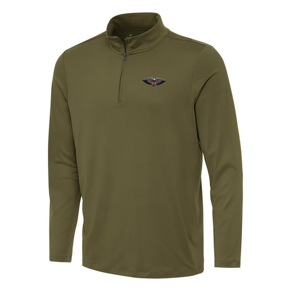 Men's Antigua Olive New Orleans Pelicans Reprocess Quarter-Zip Top