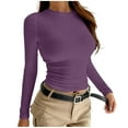 thumbnail image 3 of STETMN Women's Slim Tops Trendy Round Neck Shirts Spring Crop Layer Casual T-Shirt, 3 of 4