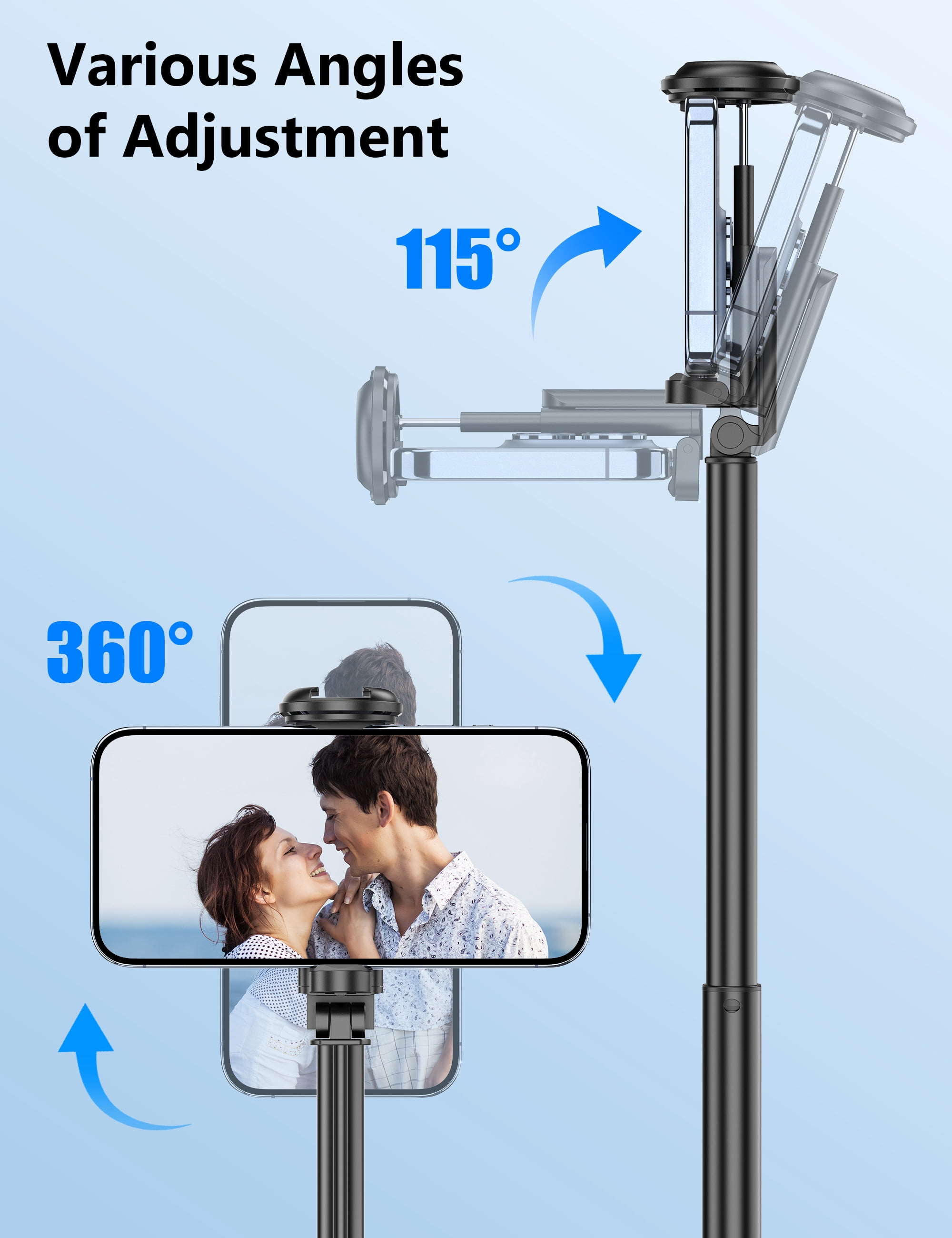 SelfieShow 72" Selfie Stick, 4 in 1 Extendable Phone Tripod Stand with Wireless Remote & Phone Holder 360°Rot Travel Tripod for iphone/Android (Black)