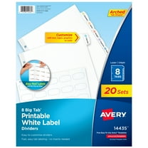 Avery 8-Tab White Label Dividers, Big Tabs (20 Sets of 14435)