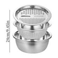 thumbnail image 4 of Stainless Steel Colander Bowl Set, 9.5 Inch 3 in 1 Grater Slicer Basin, 1 Set, Metal Drain Basket With Julianne Cutter For Salad Veggie Washing, Kitchen Food Prep Mixing Serving Bowl, 4 of 9