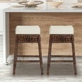 thumbnail image 6 of Bali 25.5" Bohemian Basics Rattan Backless Counter Stool, White Cushion with Dark Brown Woven Frame, 6 of 7