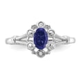 thumbnail image 5 of Sterling Silver Rhodium-plated Created Sapphire & Diamond Ring, 5 of 6