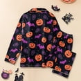 thumbnail image 5 of Yuncity Halloween Pajamas Women Printed Collar Long Sleeve Long Pants Trendy Cute Pajama Sets Black Xl, 5 of 9
