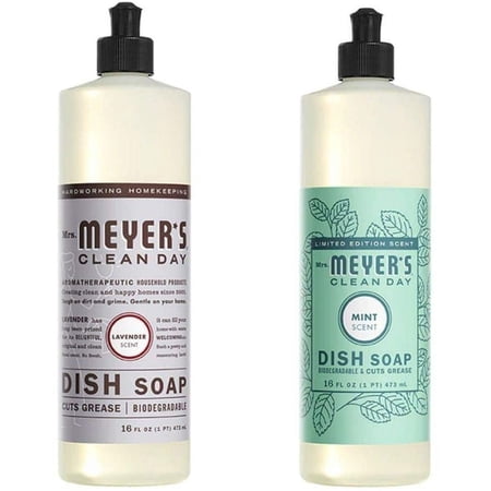 Liquid Dish Soap, Cruelty Free Formula, 1 Pack Lavender, 1 Pack Mint, 16 OZ each