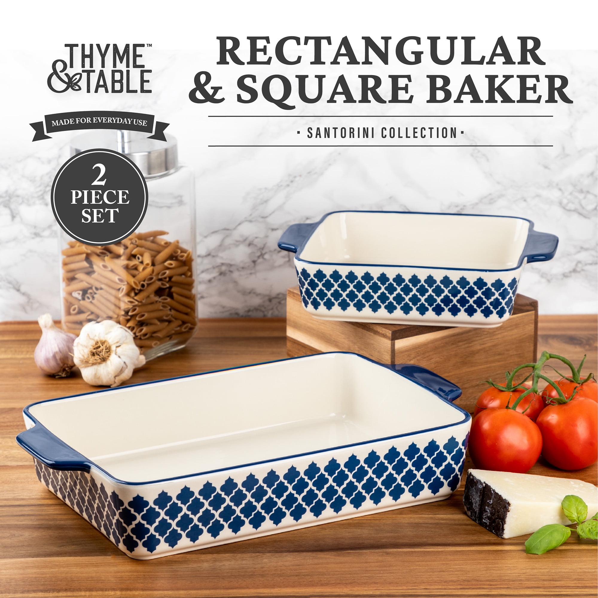 Thyme & Table Stoneware Square Baker, Black & White Geo, 2-Piece Set -  Yahoo Shopping