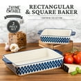 thumbnail image 3 of Thyme & Table Stoneware Square & Rectangular Baker, Blue Pattern, 2-Piece Set, 3 of 6