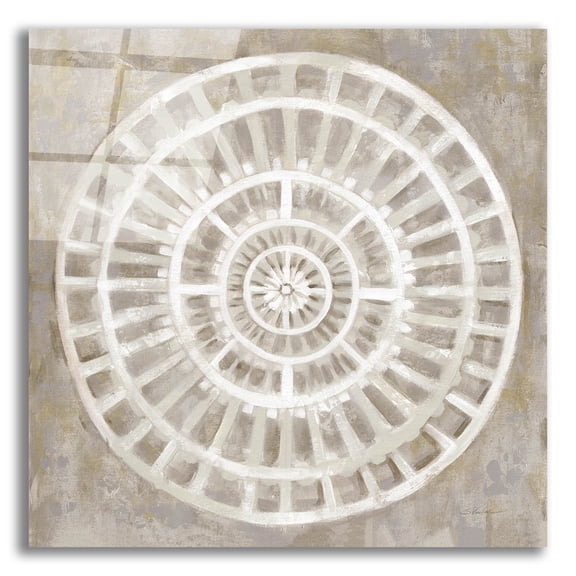 Epic Art 'Neutral Textured Medallion Light' by Silvia Vassileva, Acrylic Glass Wall Art, 12"x12"