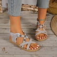 thumbnail image 6 of Xfvqtps Womens Bohemian Roman Sandals Flat Open Toe Crisscross Strap Casual Comfortable Walking Shoes for Women Summer Outdoor Beach, 6 of 9