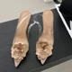 thumbnail image 1 of Zapatos de tacón alto con flores de seda decorativas para mujer, sexys, de PVC, con tira trasera, para fiesta, verano 2024, 1 of 6