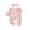Pink, variant on Qmyliery Newborn Girl Christmas Romper Bow Print Long Sleeve Zip Up Round Neck Footed Jumpsuit with Headband