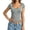 Grey, variant on Fashion Square Neck Button Down Slim Fit Curved Short Sleeve T Shirt Solid Workout Tops Women