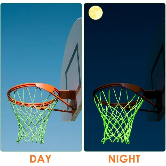 Basketball Net Outdoor Luminous Basketball Net Nightlight Glow Basketball Net Replacement 12 Loops Portable Nylon Basketball Net for Sports All Weather Anti Whip