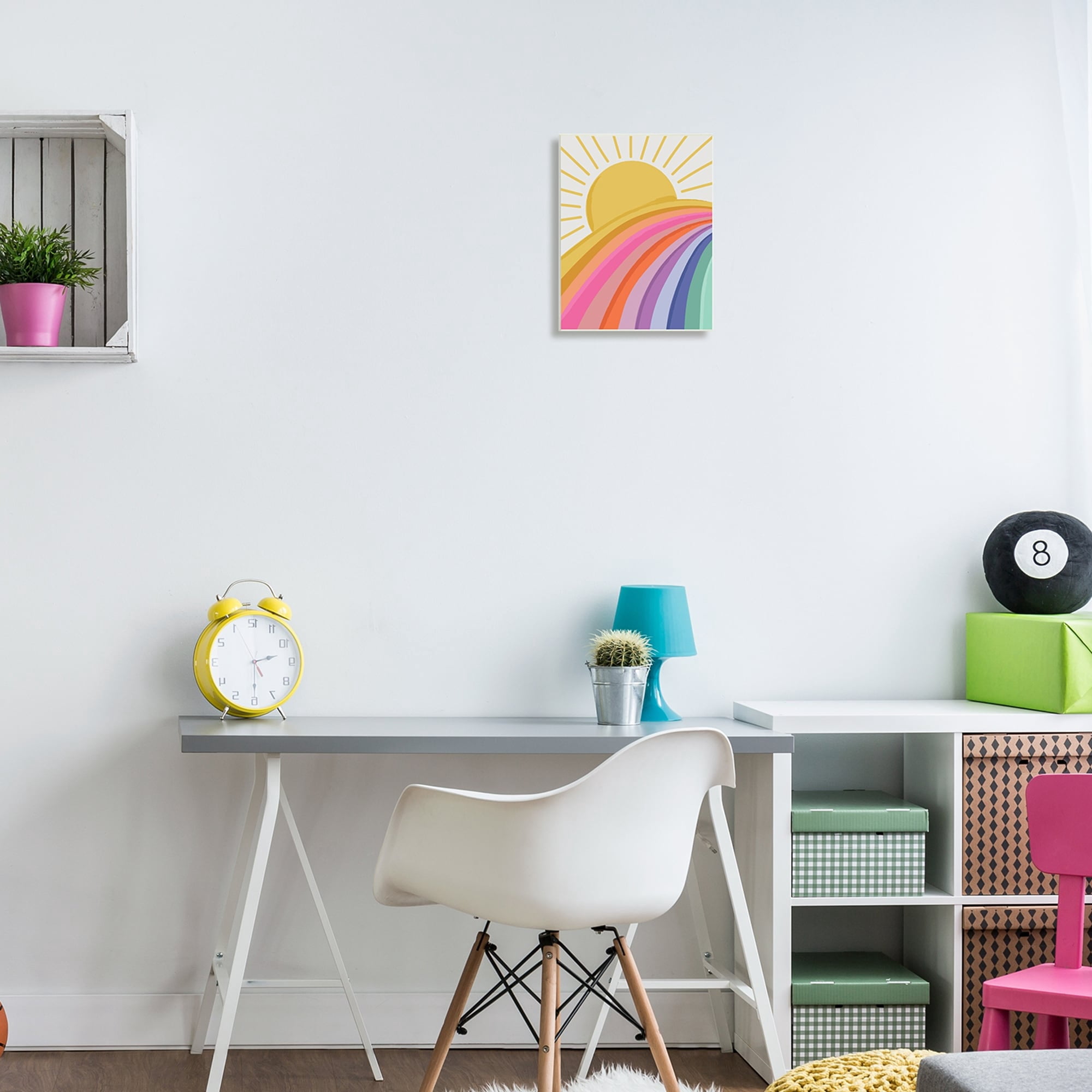 Stupell Industries Rainbow Stripes Pattern Yellow Sunshine Rays Illustration Wood Wall Art, 10 x 15, Design by Lisa Perry Whitebutton