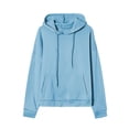 thumbnail image 4 of Dwralegc Women's Tracksuits 2 Piece Set Solid Color Fleece Hoodie Joggers Running Pants Set Casual Fall Winter Suits with Pockets Light Blue L, 4 of 5