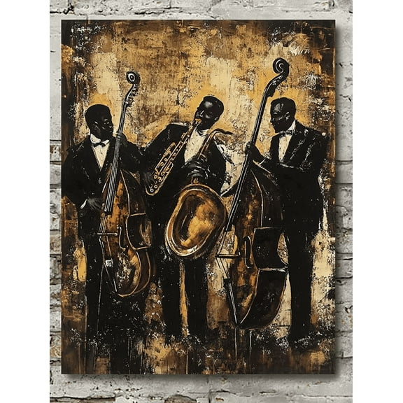Jazz Band Decorative Painting/Canvas Art， Perfect for Living Room， Bedroom， Office， Music Studio， Bar， Restaurant， and Jazz Club Decor Jazz Instrument Wall Art.