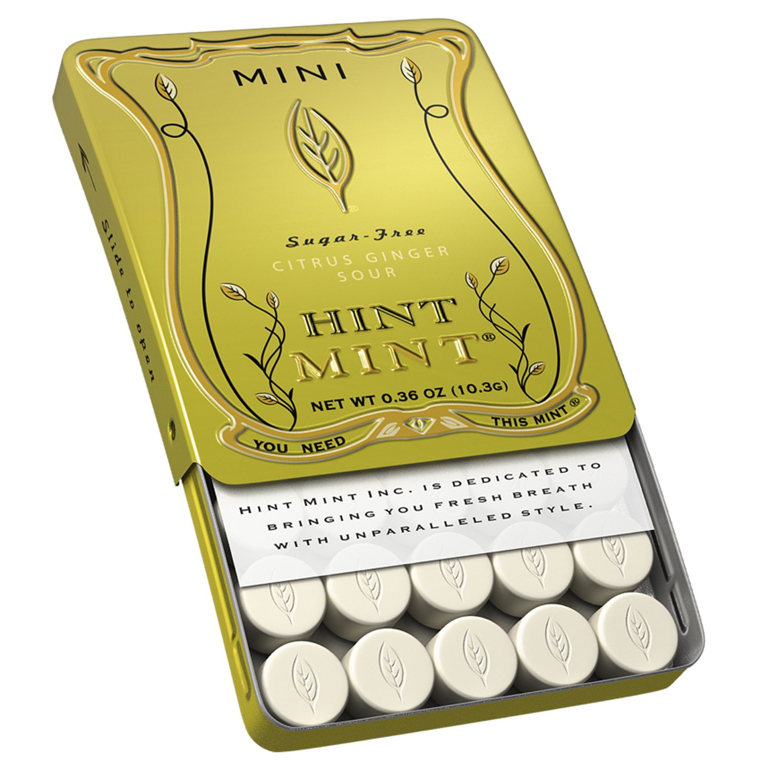 Hint Mint Mini Sugar Free Candy Mints, 0.36ounce Tin, Citrus Ginger